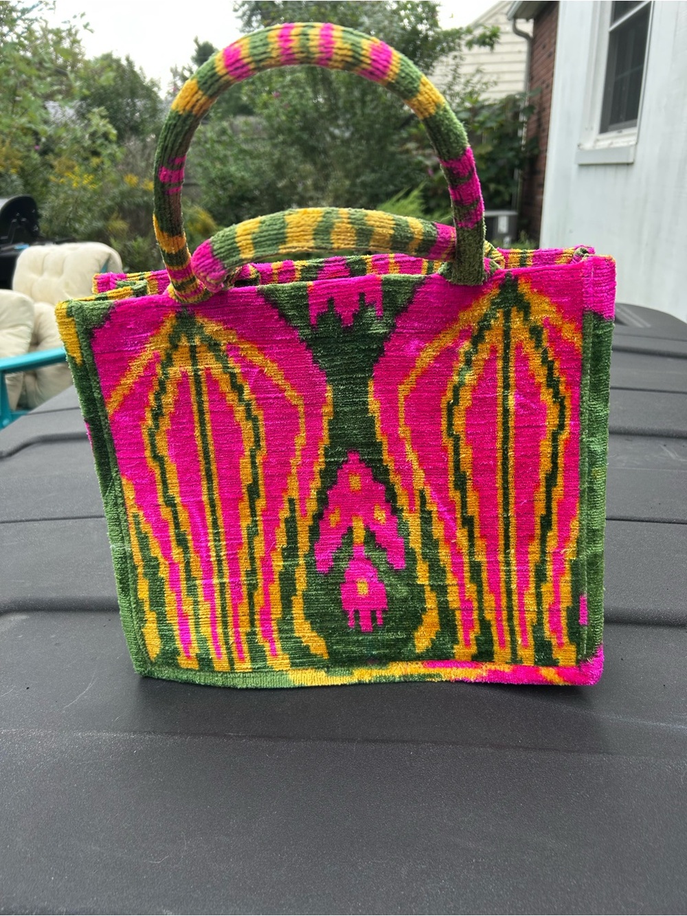 Loom Art Life Handwoven Silk Velvet Ikat Book Tote Bag